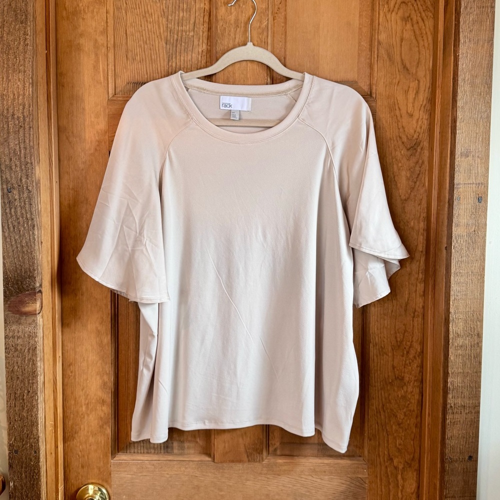Nordstrom Rack Mixed Media Flutter Sleeve Top - Size 2X NWT